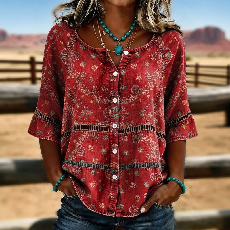 Ravora Paris™ | Blouse à carreaux vintage