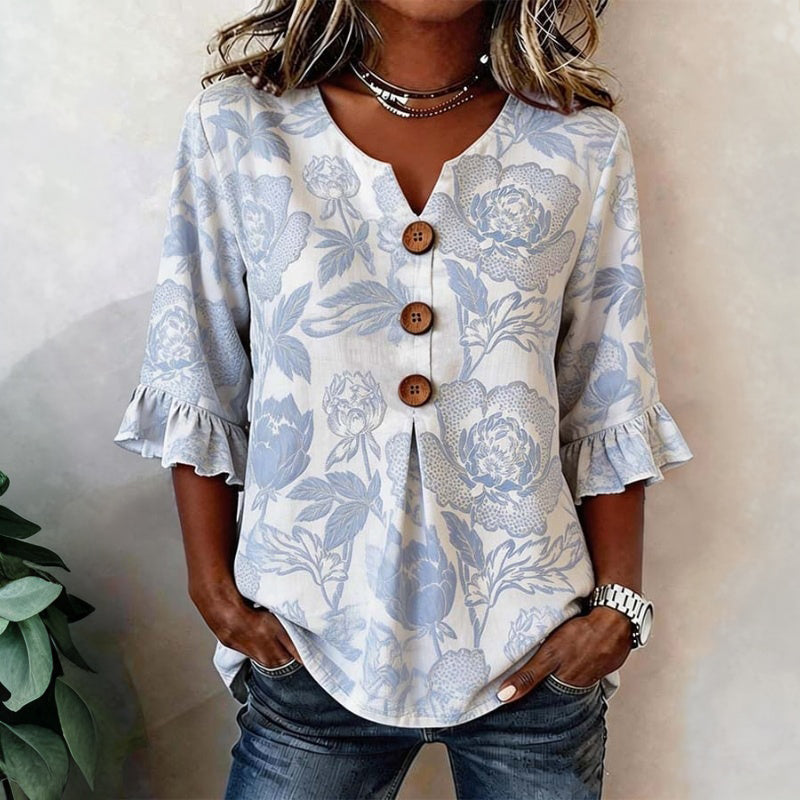 Ravora Paris™ | Blouse Vintage À Imprimé Floral