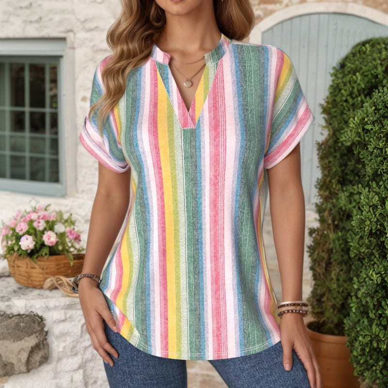 Ravora Paris™ | Blouse À Rayures Colorées Vintage