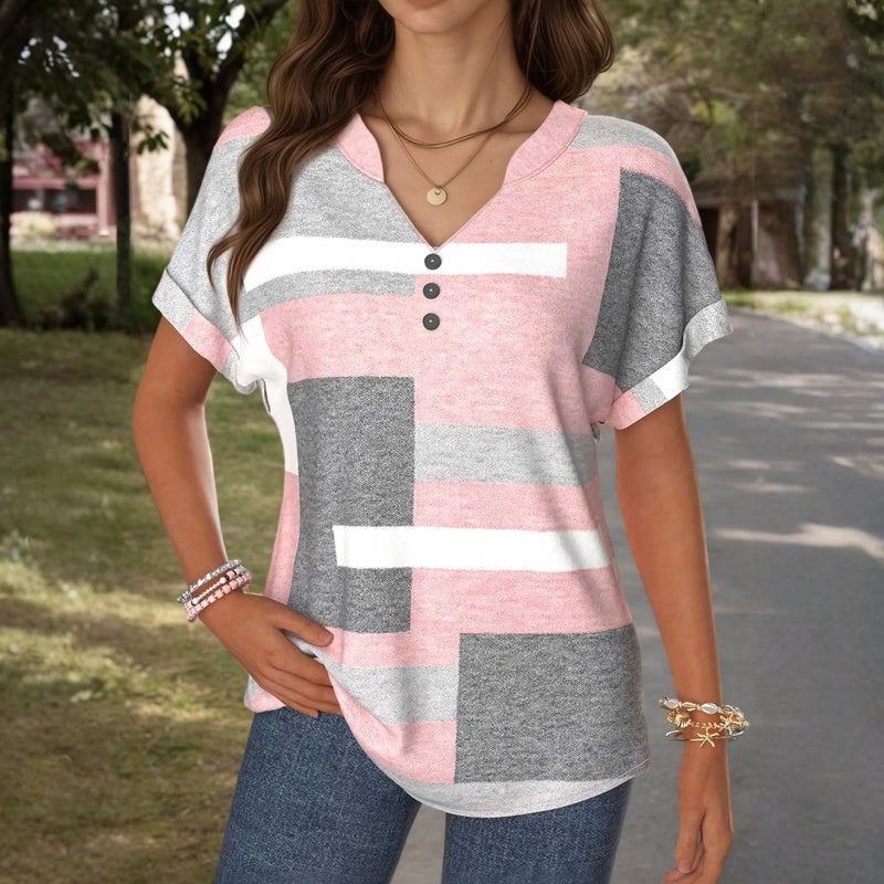 Ravora Paris™ | Blouse Décontractée À Blocs De Couleurs