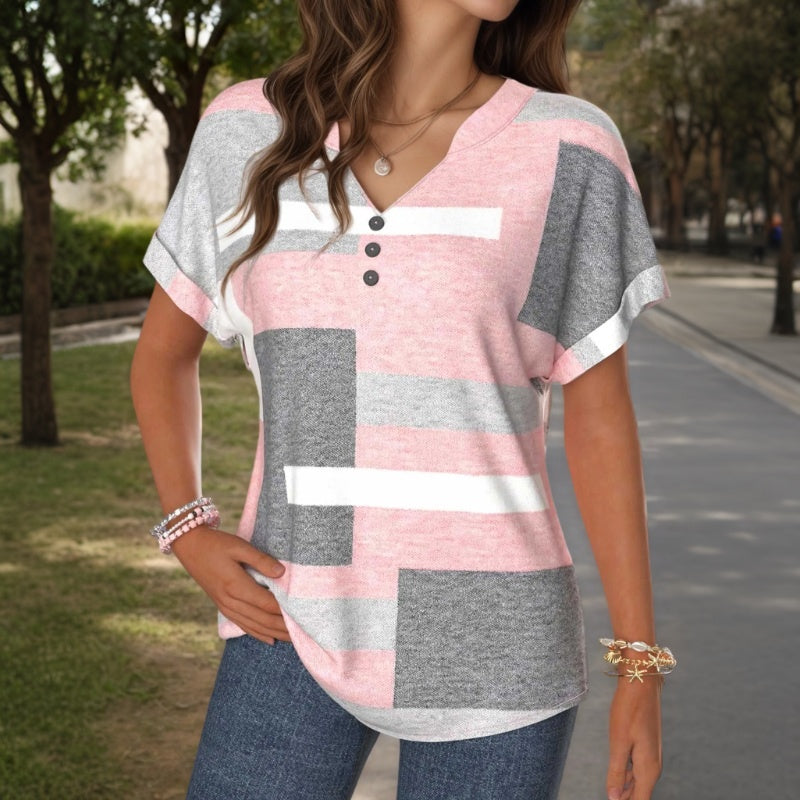 Ravora Paris™ | Blouse Décontractée À Blocs De Couleurs