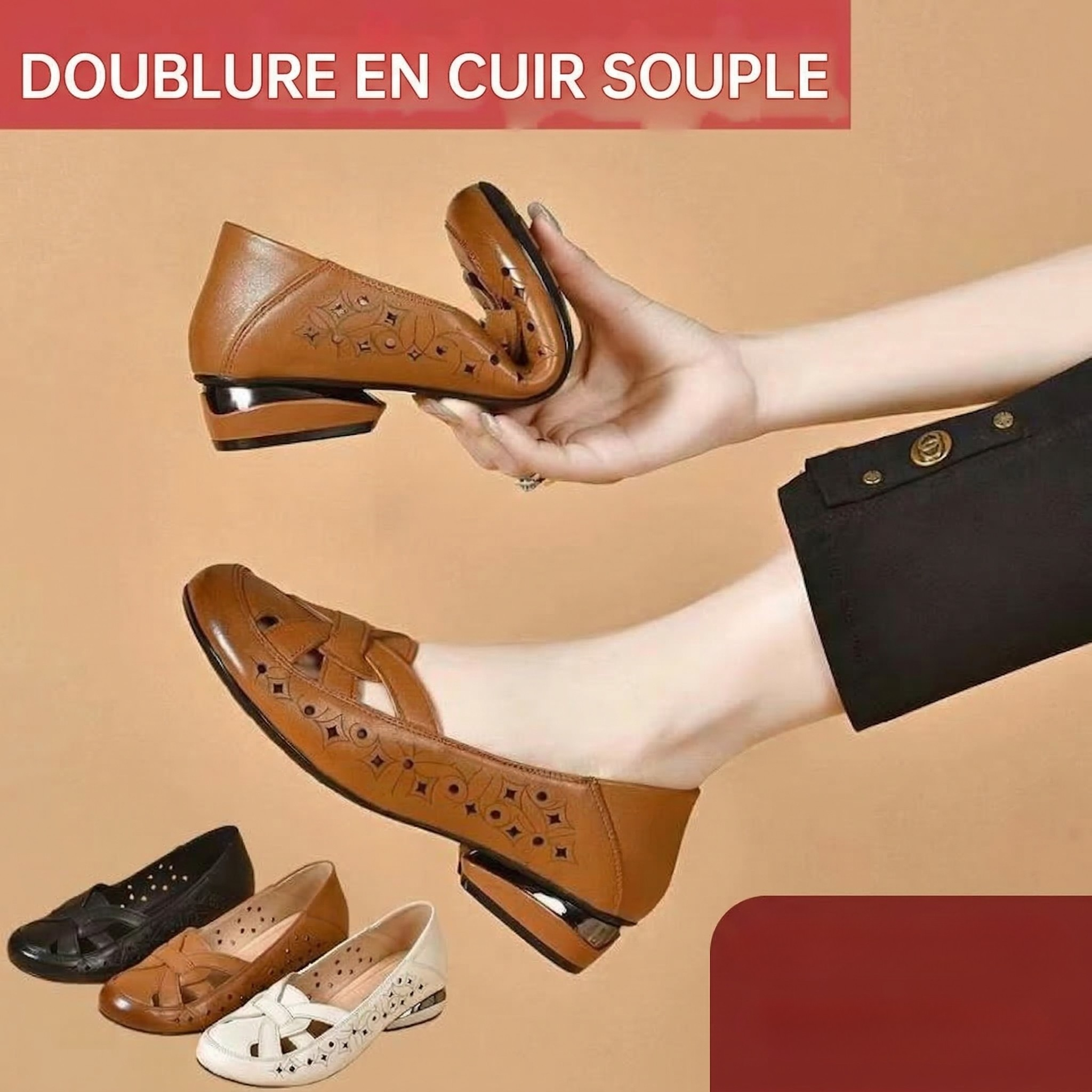 Ravora Paris™ | Chaussures en Cuir à Enfiler avec Détails Découpés
