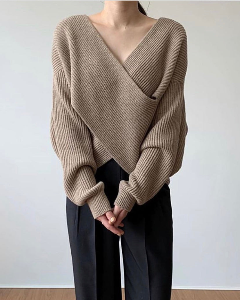 Ravora Paris™ | Pull en tricot croisé chic